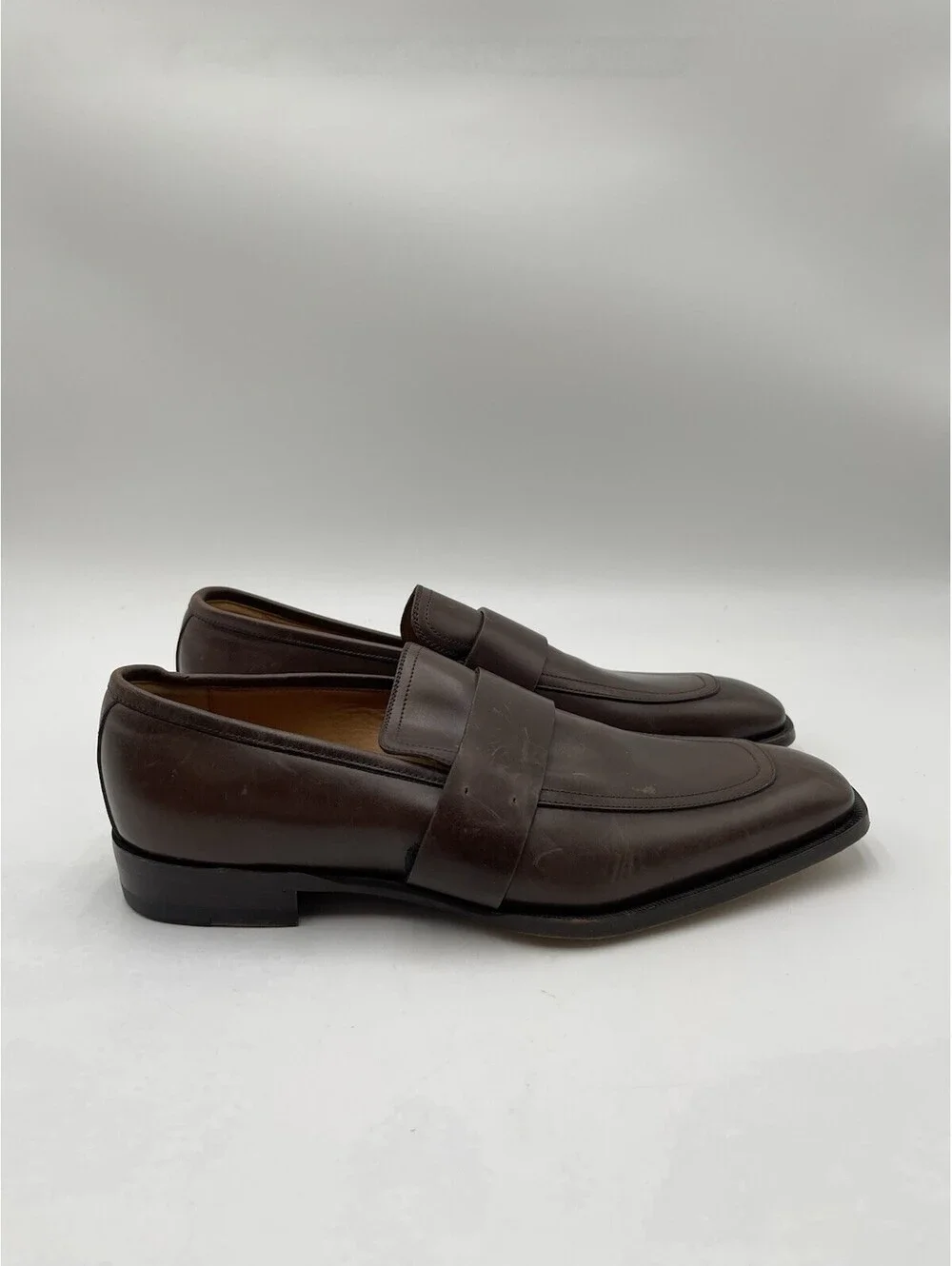 Men’s Gucci Broadwick Brown Leather Slip On Loafers Size 5.5 UK